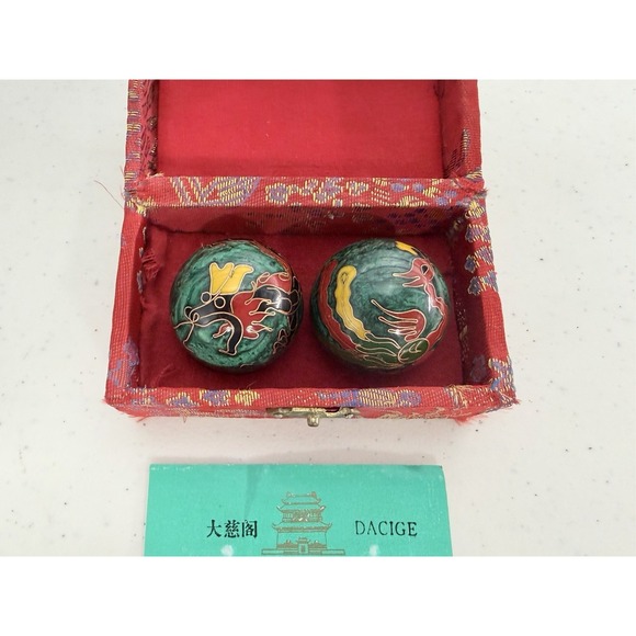 Other - Traditional Chinese Baoding Balls Cloisonné Chime Dragon & Phoenix 1.5" Diameter